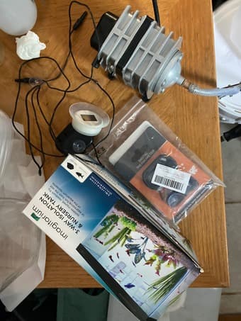 fish tank air pump, thermometer, water conditioner, test kit etc 2