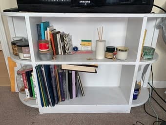 White wood bookshelf/tv stand 1