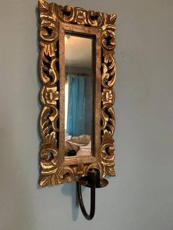 Wall-mounted candle holder/mirror 1