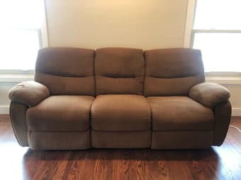 Plush brown three-seater sofa 1