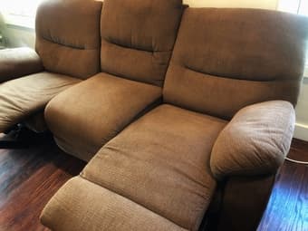 Plush brown three-seater sofa 2