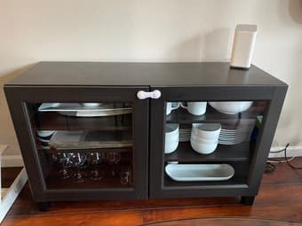 Ikea Console with Glass Doors 1