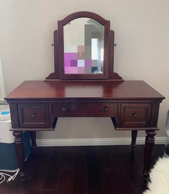 Dark Cherry Vanity Desk W/ Mirror 1