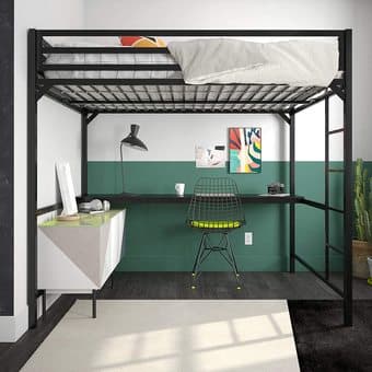 MOVING: Metal Full Loft Bed Frame with Desk, Black, Space Saving 2