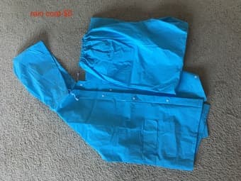 rain coat, game card. 3