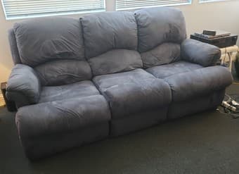 Overstuffed electric recliner couch and love-seat 1