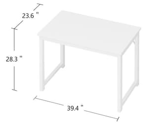 White wooden desk with sturdy white metal frame 2