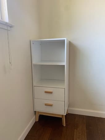 dresser, nearly new, white bookshelf 1