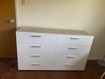 dresser, nearly new, white bookshelf 2