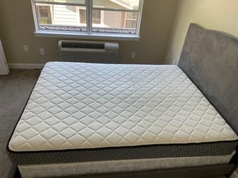 Queen mattress + full bed frame + platform bed 1