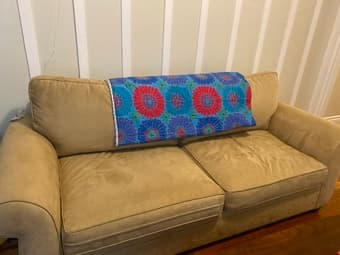 Pottery Barn Upholstered Suede Memory Foam Sleeper Sofa 2