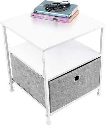 White and Grey One-Drawer Nightstand 1