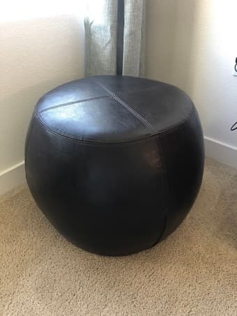 Pier1 Brown Round Leather Ottoman 1