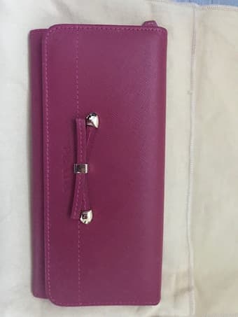 PRADA red leather ribbon wallet 1