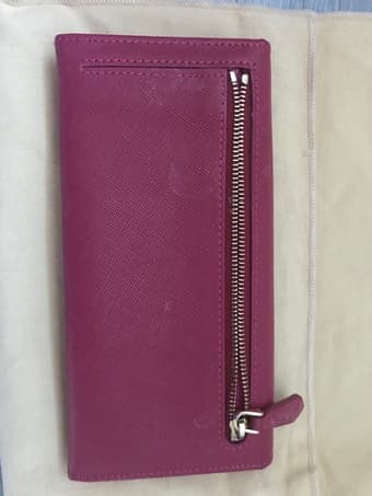 PRADA red leather ribbon wallet 2