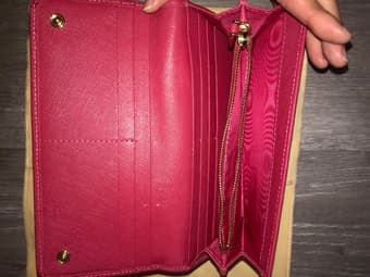 PRADA red leather ribbon wallet 3