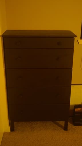 Dark Wood Stained IKEA 5-drawer "Tarva" Pine Dresser 1
