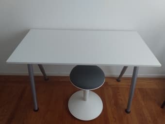 Large white Ikea desk with adjustable legs 1