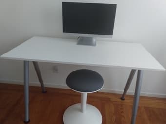 Large white Ikea desk with adjustable legs 2