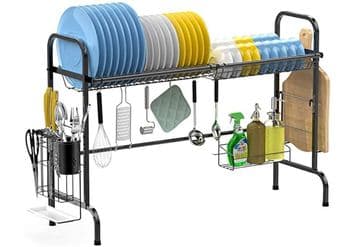 Sink Dish Rack Stainless Steel Dish Drainer Shelf with Utensils Holder 1