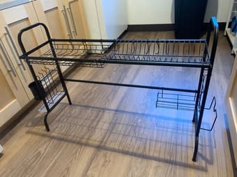 Sink Dish Rack Stainless Steel Dish Drainer Shelf with Utensils Holder 3