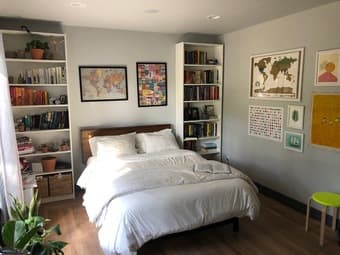 Queen size bed frame (almost new) + 2 year protection plan 1