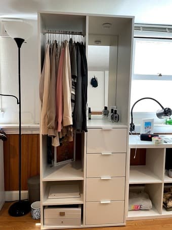 Open wardrobe with mirrored vanity (great condition) 2