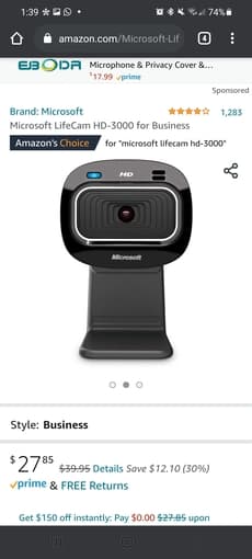 Microsoft LifeCam 3000 (Webcam) almost new 2