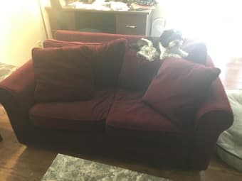 Beautiful burgundy sofa bed 1