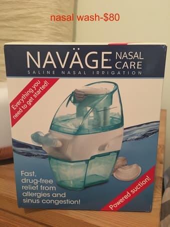 green pot, nasal wash, white blanket 2