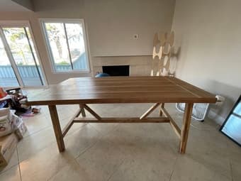 Dining table office desk + two chairs! Armless upholstery 1