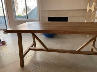 Dining table office desk + two chairs! Armless upholstery 2