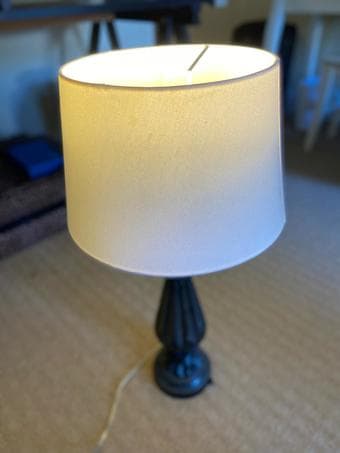 Lamp with cream shade and bulb 1