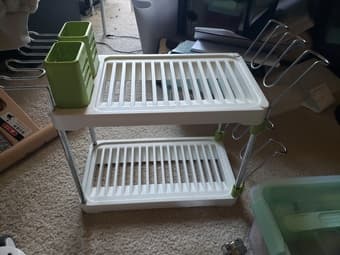 Two Tier Dish Rack White/ Green 1