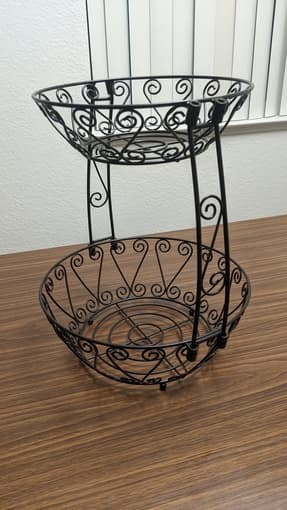 SimpleHouseware 2-Tier Countertop Fruit Basket Bowl Storage, Bronze 1