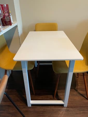 Sleek white study/work desk - metal frame and wooden top 1