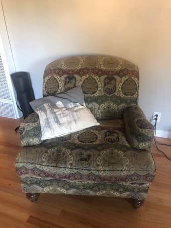 Twin comfortable medieval style revival armchairs 2
