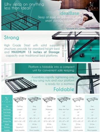 idealBase 14" Foldable Metal Platform Bed Frame - Mattress Foundation 3