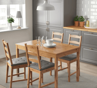 ELEGANT, STURDY IKEA WOODEN DINING TABLE + 4 CHAIRS 2