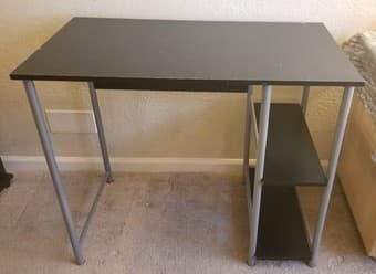 Computer desk with side shelves and chair 2