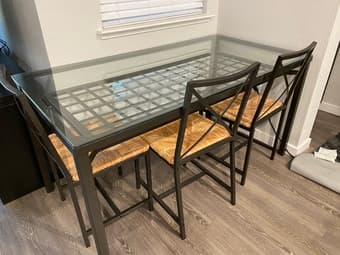 Glass Dining Room Table + Chairs 1