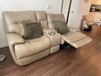 Leather loveseat  dual recliner 1
