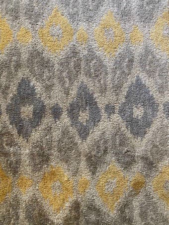 Gray and yellow argyle rug 1