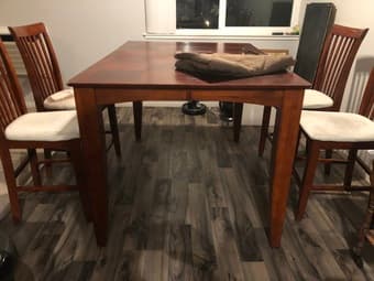 Tall table + 4 chairs + fabric upholstery for chair repair 2