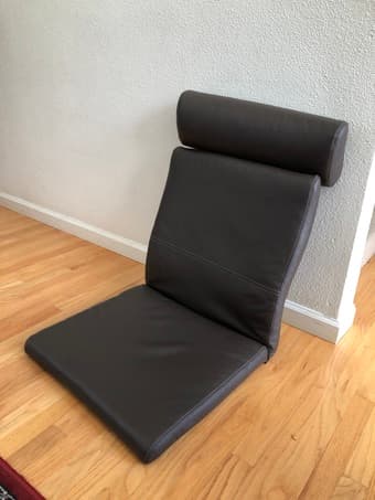 IKEA Poang chair brown leather cushion 1