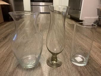 three glass flower vases 1