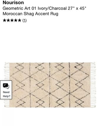 Geometric Art 01 Ivory/Charcoal 27" x 45" Moroccan Shag Accent Rug 2