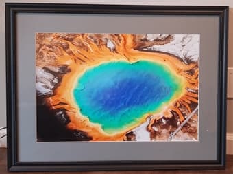 Framed photo of rainbow pool, Yellowstone National Park 1