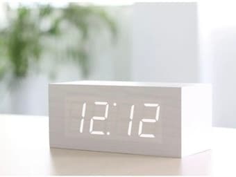LED Wood Block Alarm Clock with date and temperature 1