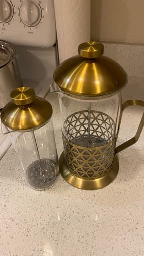 Gold french press and frothier 1